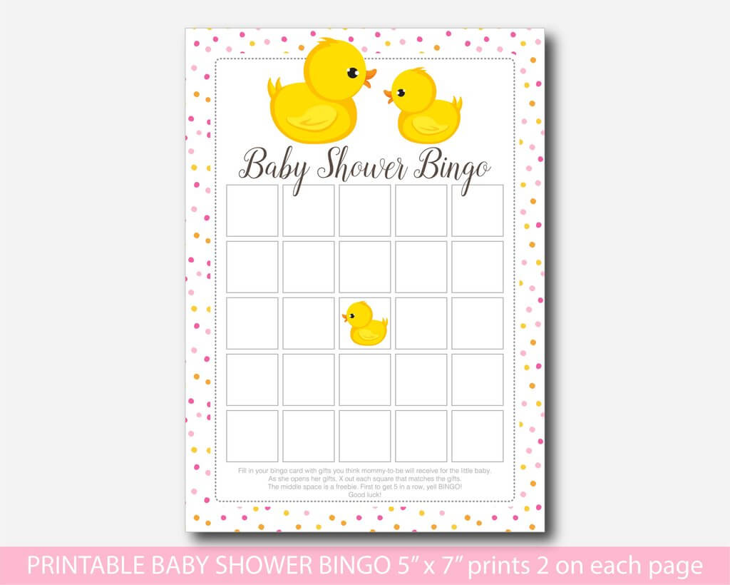 Modern Baby Shower Bingo Rubber Ducky Game Duck Card B 02 For Bingo Card Template Word