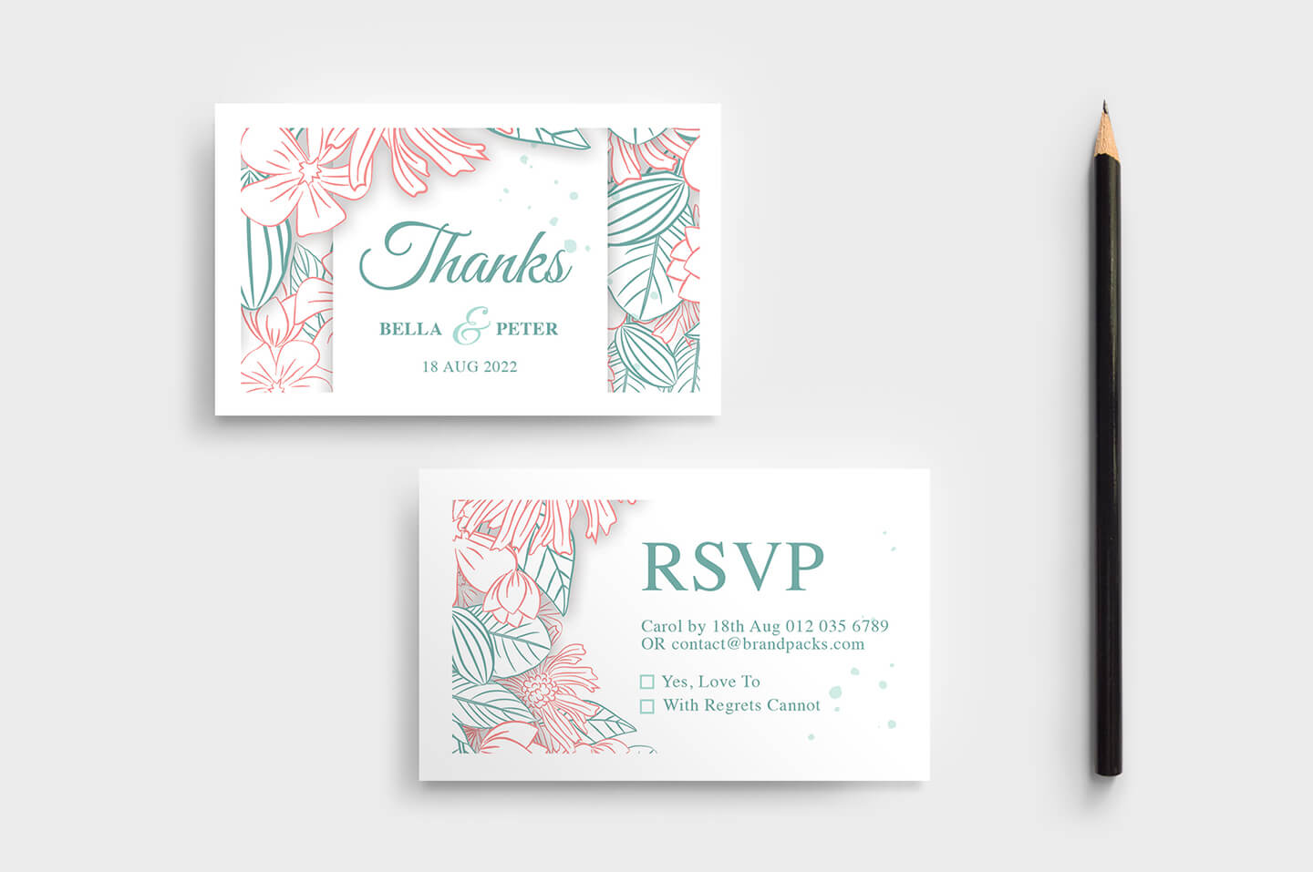 Modern Floral Wedding Rsvp Card Template – Brandpacks Regarding Template For Rsvp Cards For Wedding