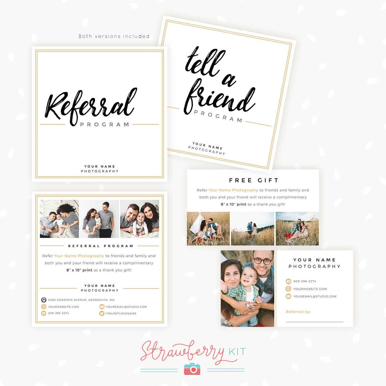 Modern Hand Lettering Referral Card Set – Strawberry Kit Intended For Photography Referral Card Templates