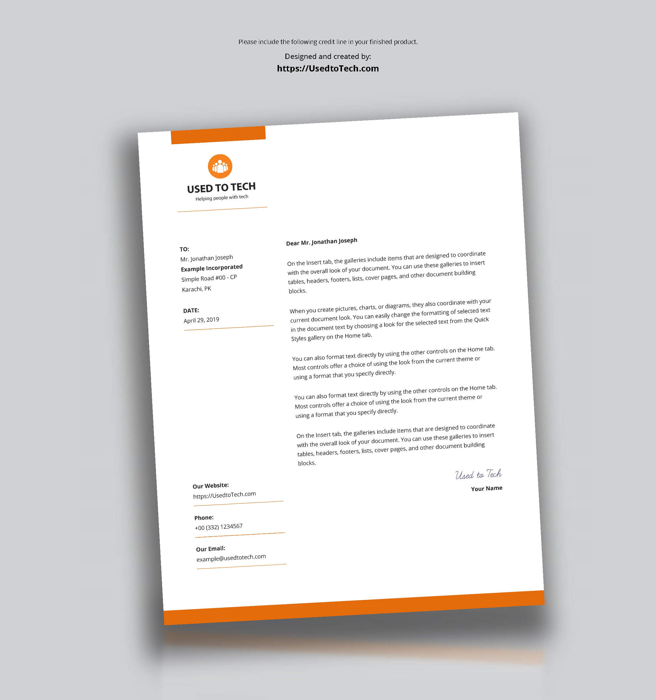 Modern Letterhead Template In Microsoft Word Free – Used To Tech Within Word Stationery Template Free