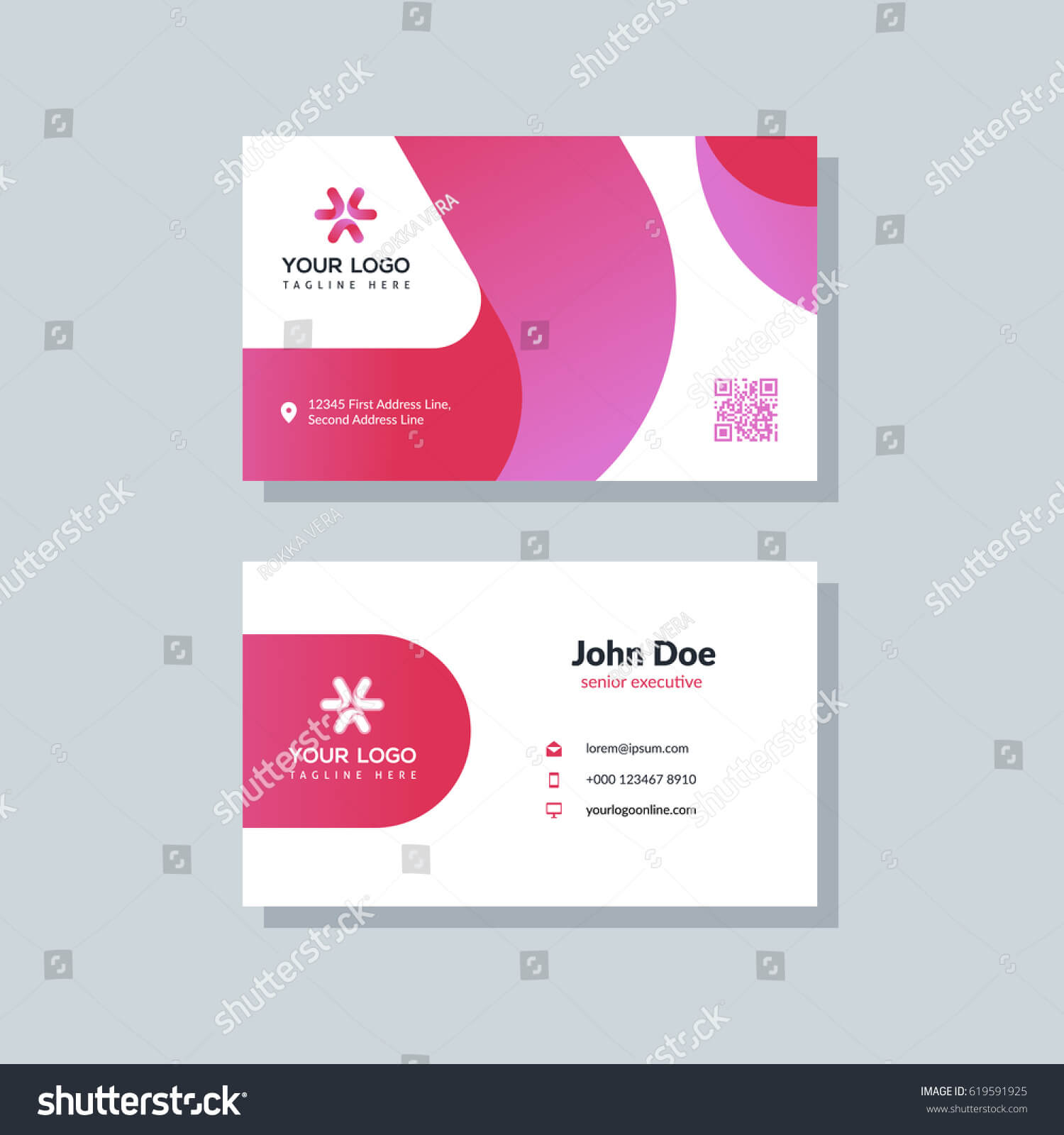 Modern Red Business Card Template Flat Stock Vector (Royalty Inside Template For Calling Card