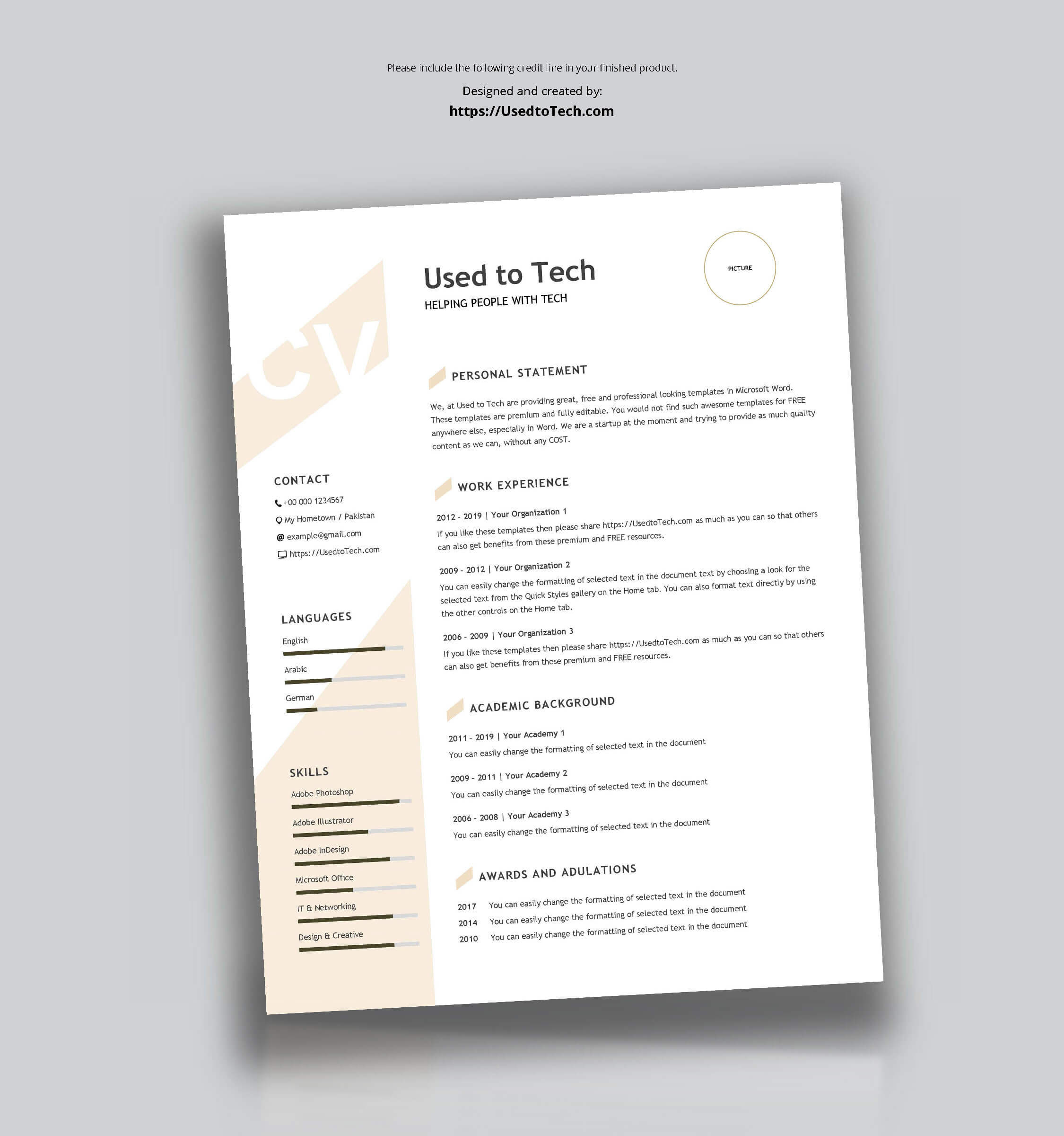 Modern Resume Template In Word Free – Used To Tech With Regard To How To Make A Cv Template On Microsoft Word