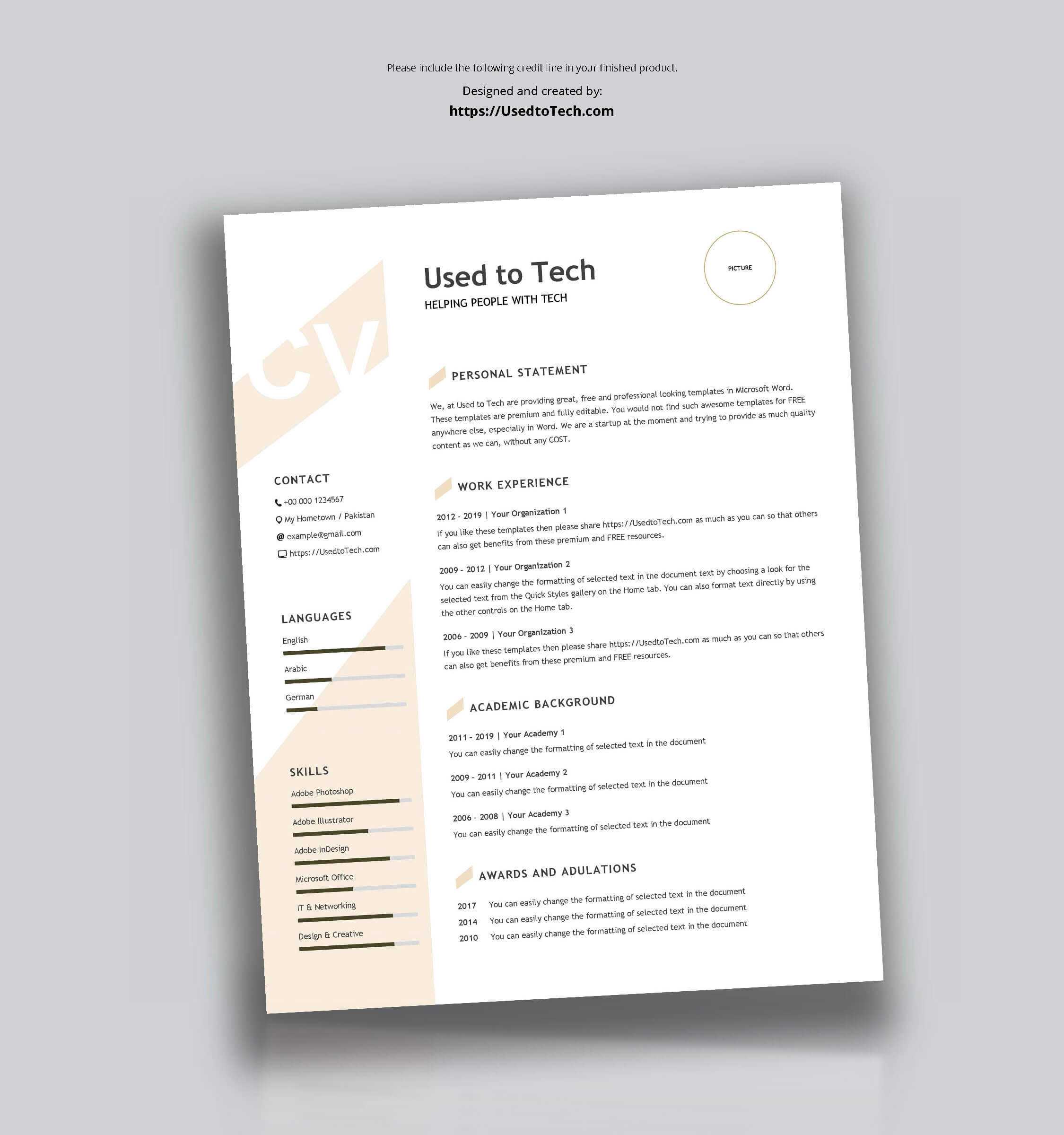 Modern Resume Template In Word Free - Used To Tech Within How To Get A Resume Template On Word