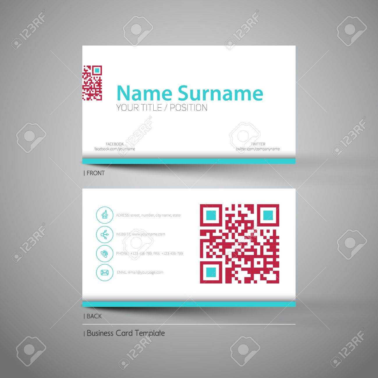 Modern Simple Light Business Card Template With Big Qr Code Pertaining To Qr Code Business Card Template