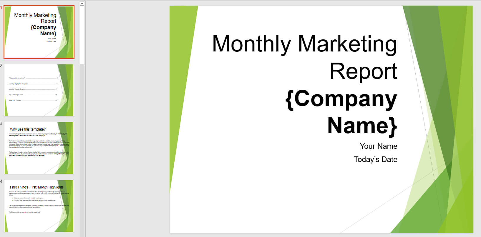 Monthly Marketing Reporting Powerpoint Template | Templates Pertaining To Monthly Report Template Ppt