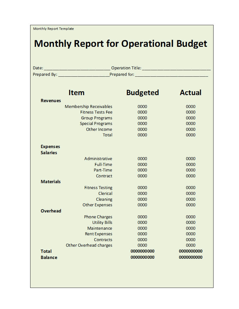 Monthly Report Template With Cleaning Report Template