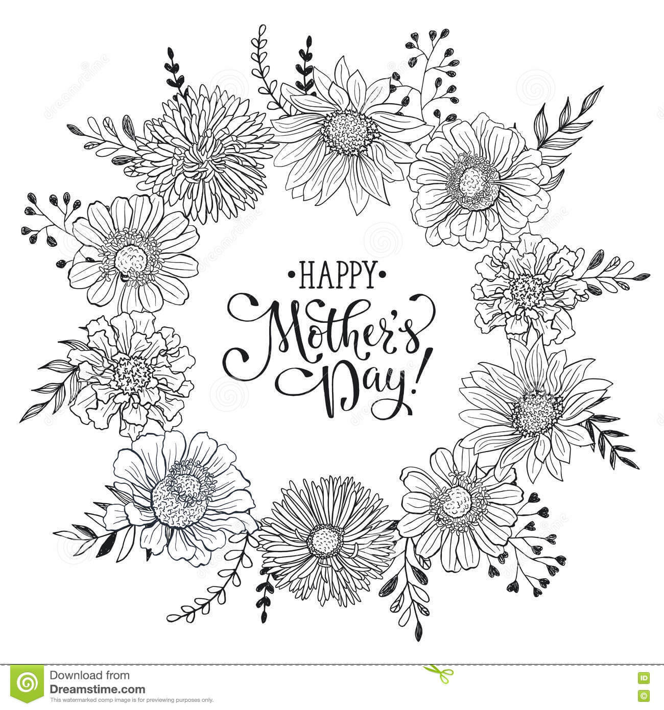 Mother's Day Card Stock Vector. Illustration Of Monochrome Inside Mothers Day Card Templates
