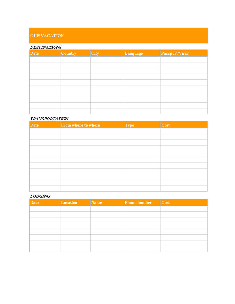 Multi Country Travel Itinerary | Templates At With Regard To Blank Trip Itinerary Template