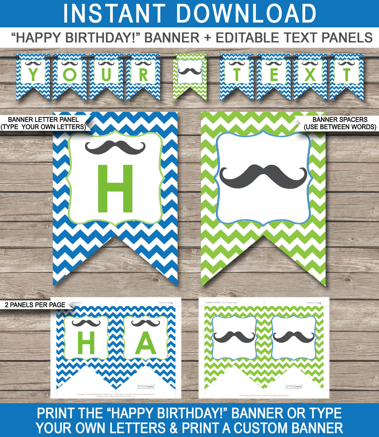Mustache Party Banner Template For Free Printable Party Banner Templates