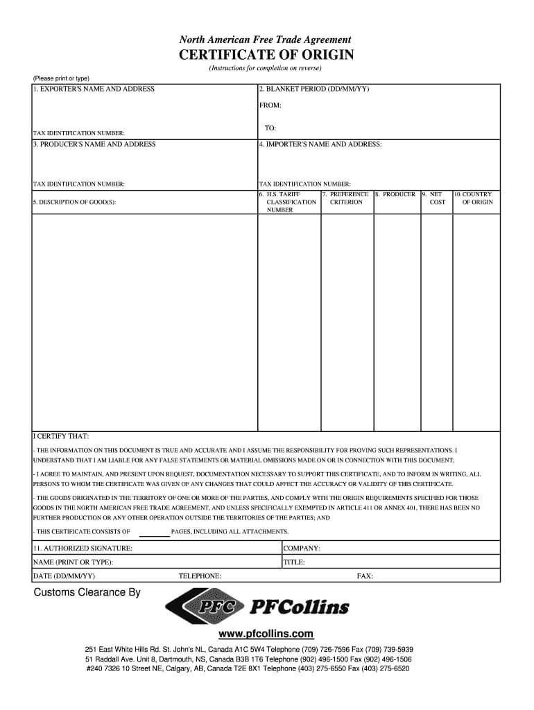 Nafta Form – Fill Online, Printable, Fillable, Blank | Pdffiller Regarding Nafta Certificate Template