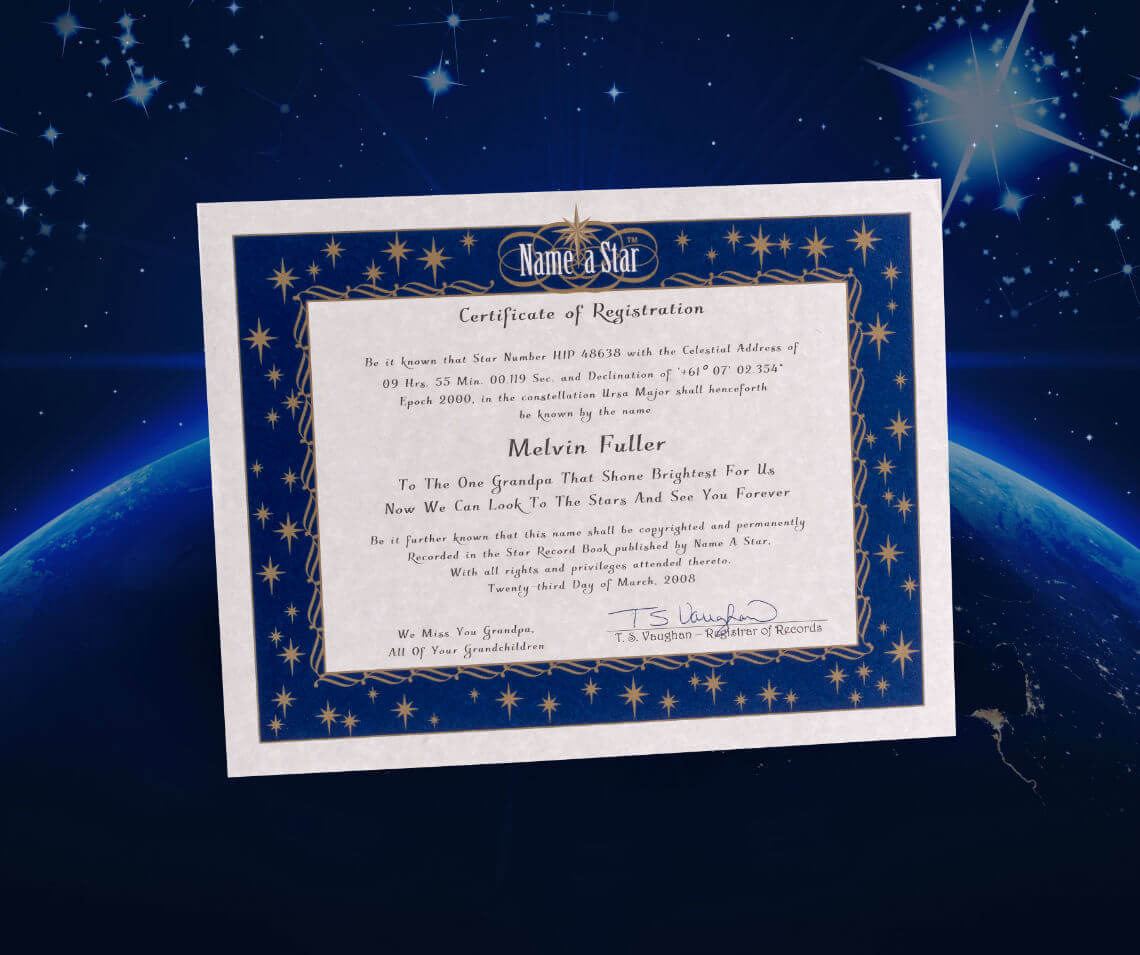 Name A Star Instant Certificate – Buy And Name A Star | Name Inside Star Naming Certificate Template
