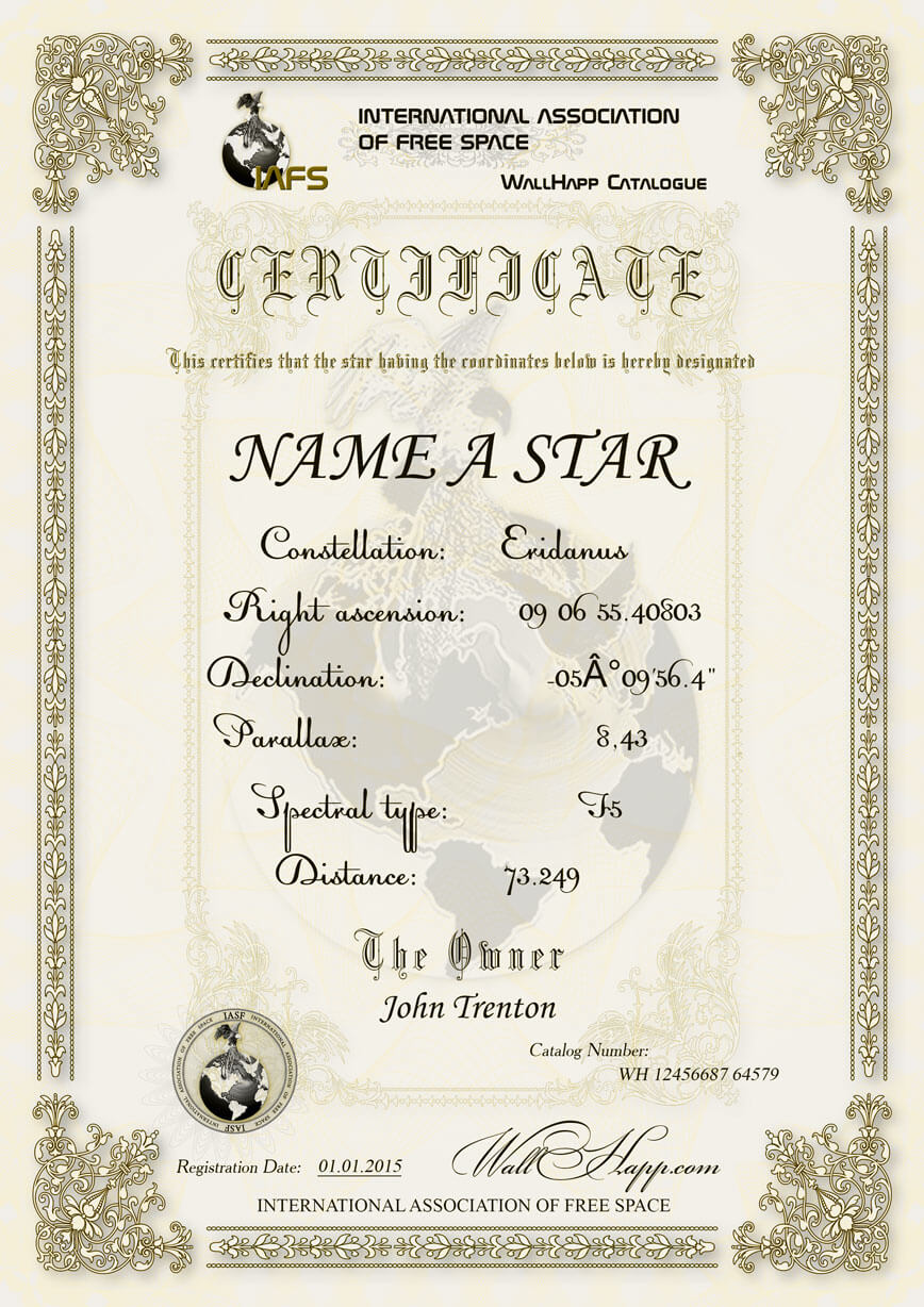 Name A Star! The Most Treasured Gifts In The Universe Are Inside Star Naming Certificate Template