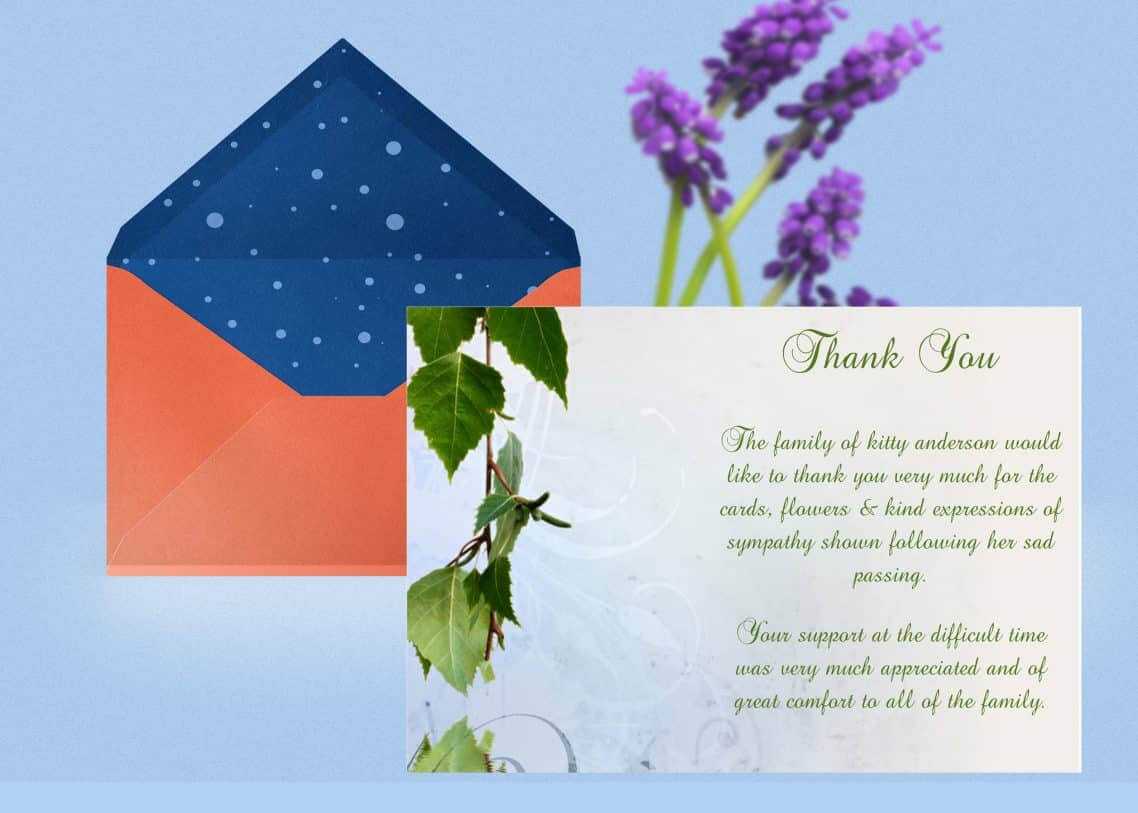 Natural Thank You Card Template In Sympathy Thank You Card Template