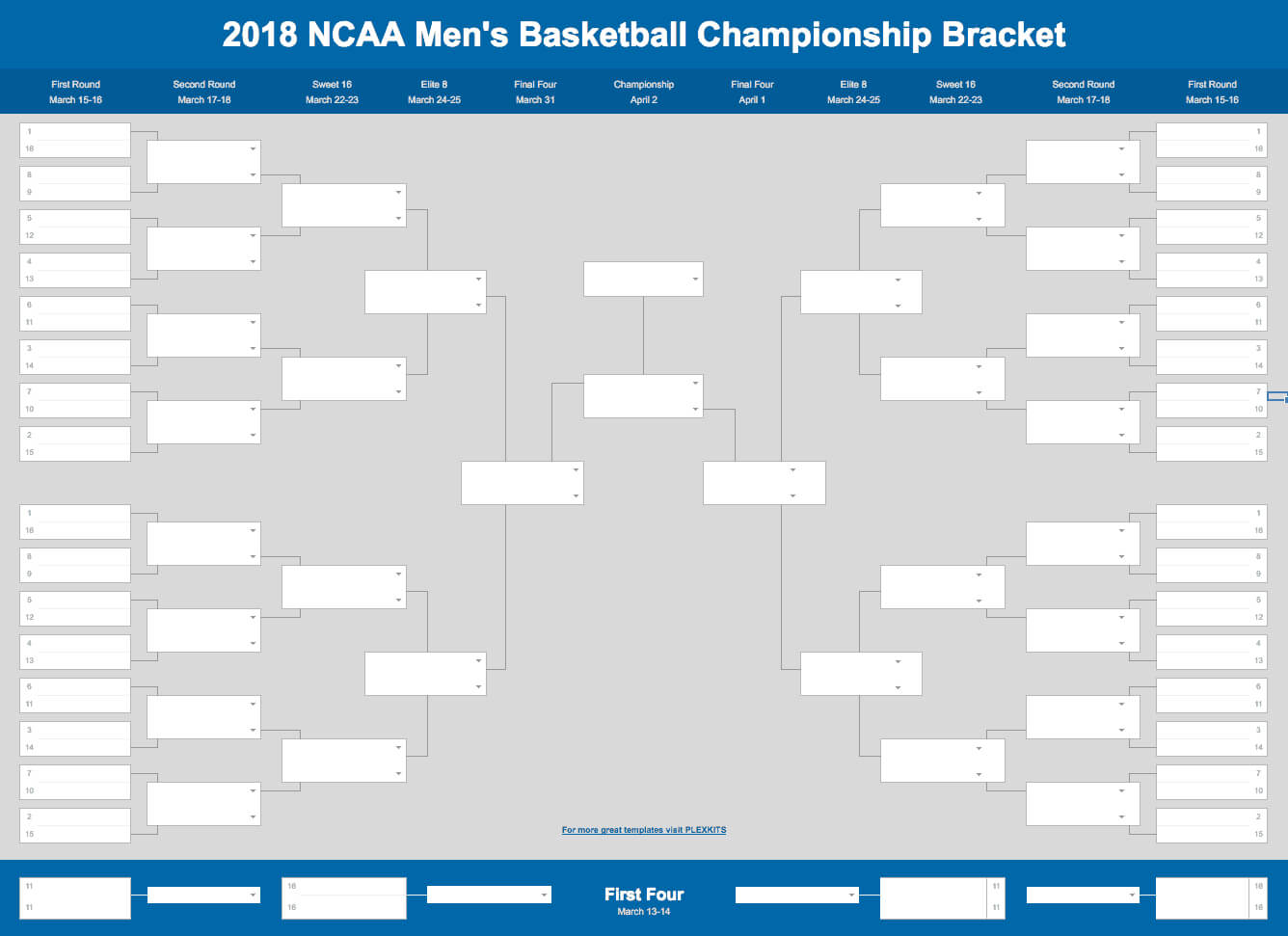 Ncaa Excel Bracket – Zohre.horizonconsulting.co Within Blank March Madness Bracket Template