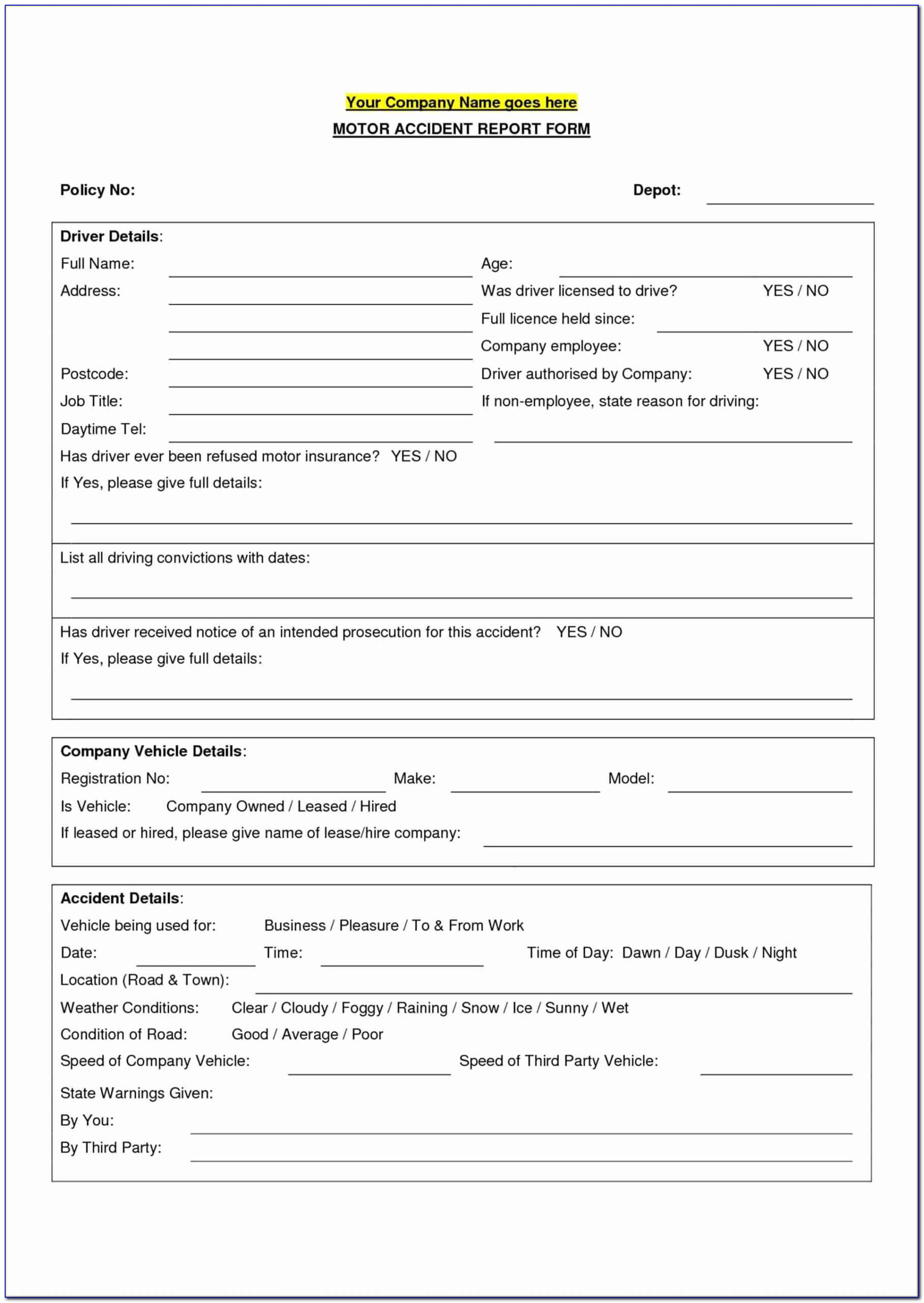 Ncr Report Template Cool Best S Of Accident Form Template In Pertaining To Ncr Report Template
