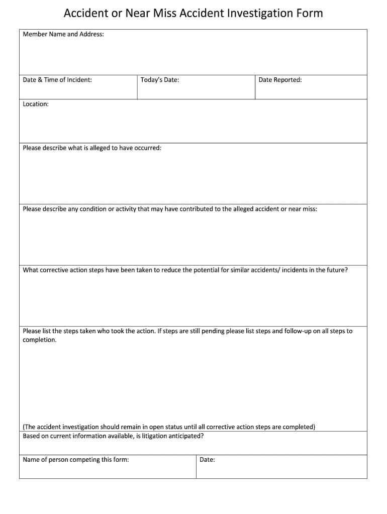 Near Miss Report Template Word – Fill Online, Printable With Regard To Near Miss Incident Report Template