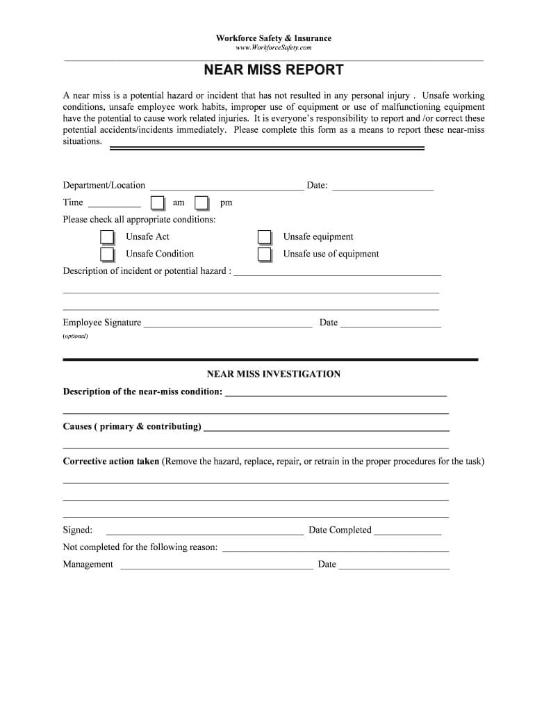 Near Miss Reporting Form – Fill Online, Printable, Fillable Intended For Incident Hazard Report Form Template