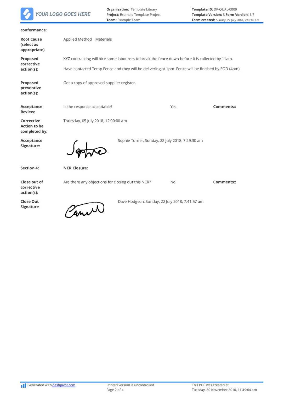 Non Conformance Report Example: Here's What Your Ncr Should In Non ...