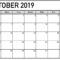 October 2019 Calendar Printable Word Template – Latest Regarding Blank Calander Template