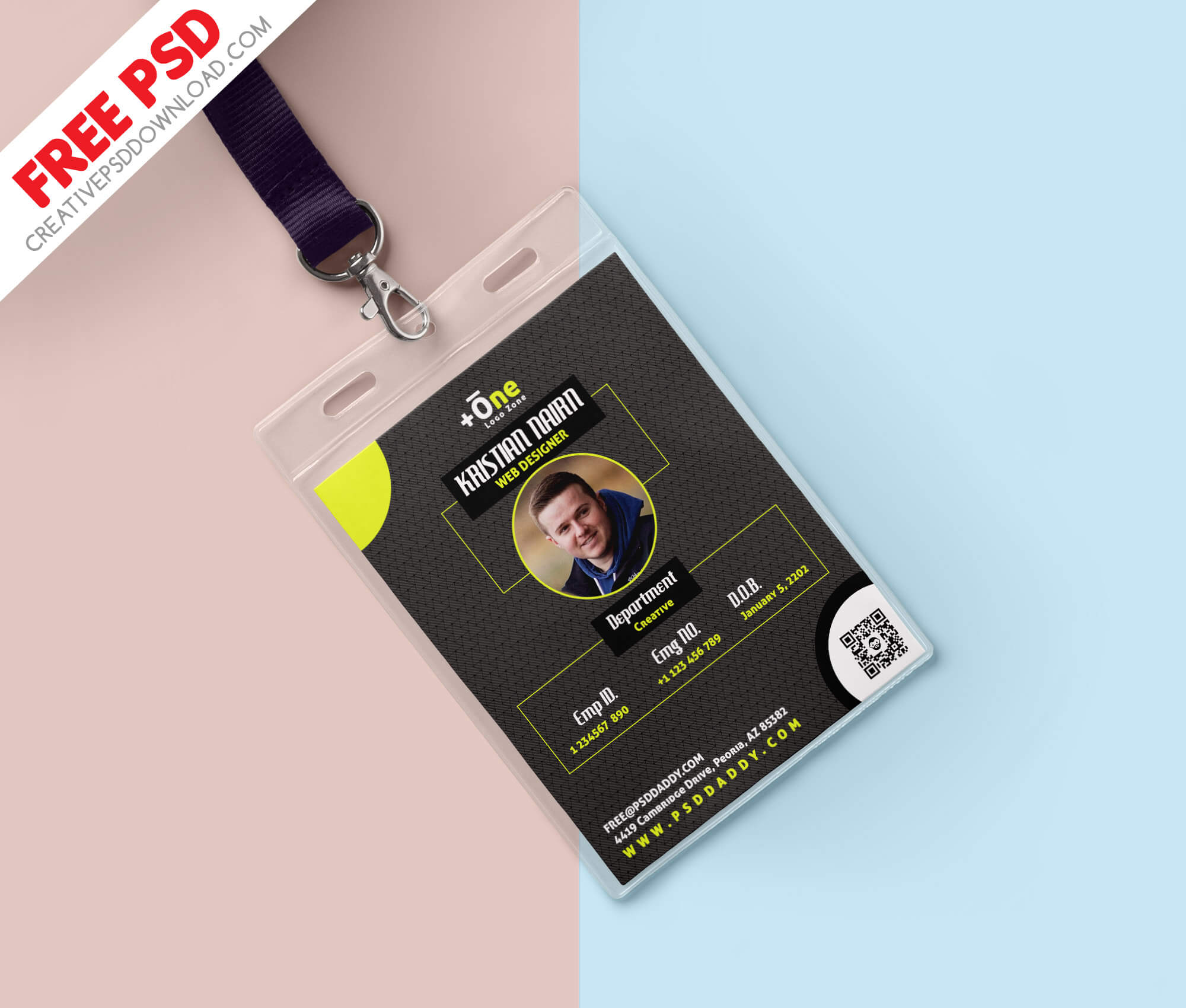 Office Identity Card Free Psd Regarding Id Card Design Template Psd Free Download