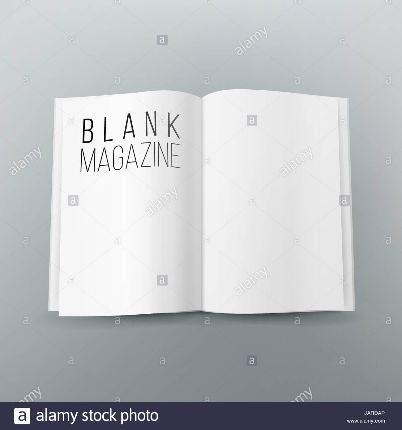 Open Magazine Spread Blank Vector. 3D Realistic Template For Blank Magazine Spread Template