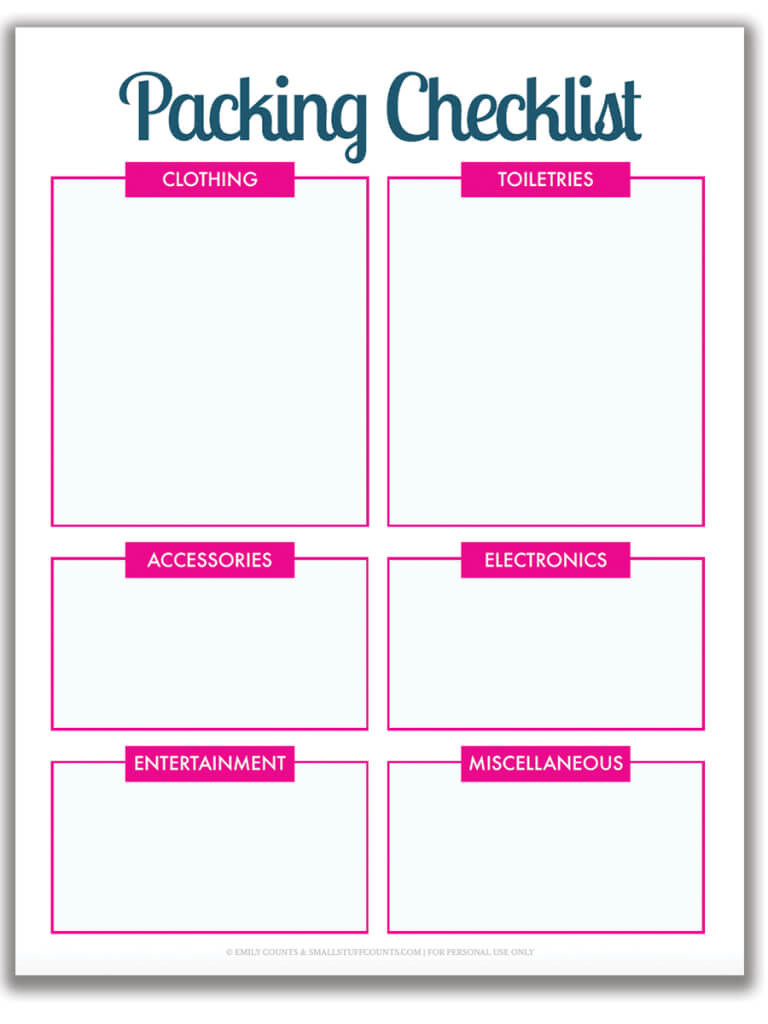 Organized Travel: A Free Printable Packing List For Your Pertaining To Blank Packing List Template