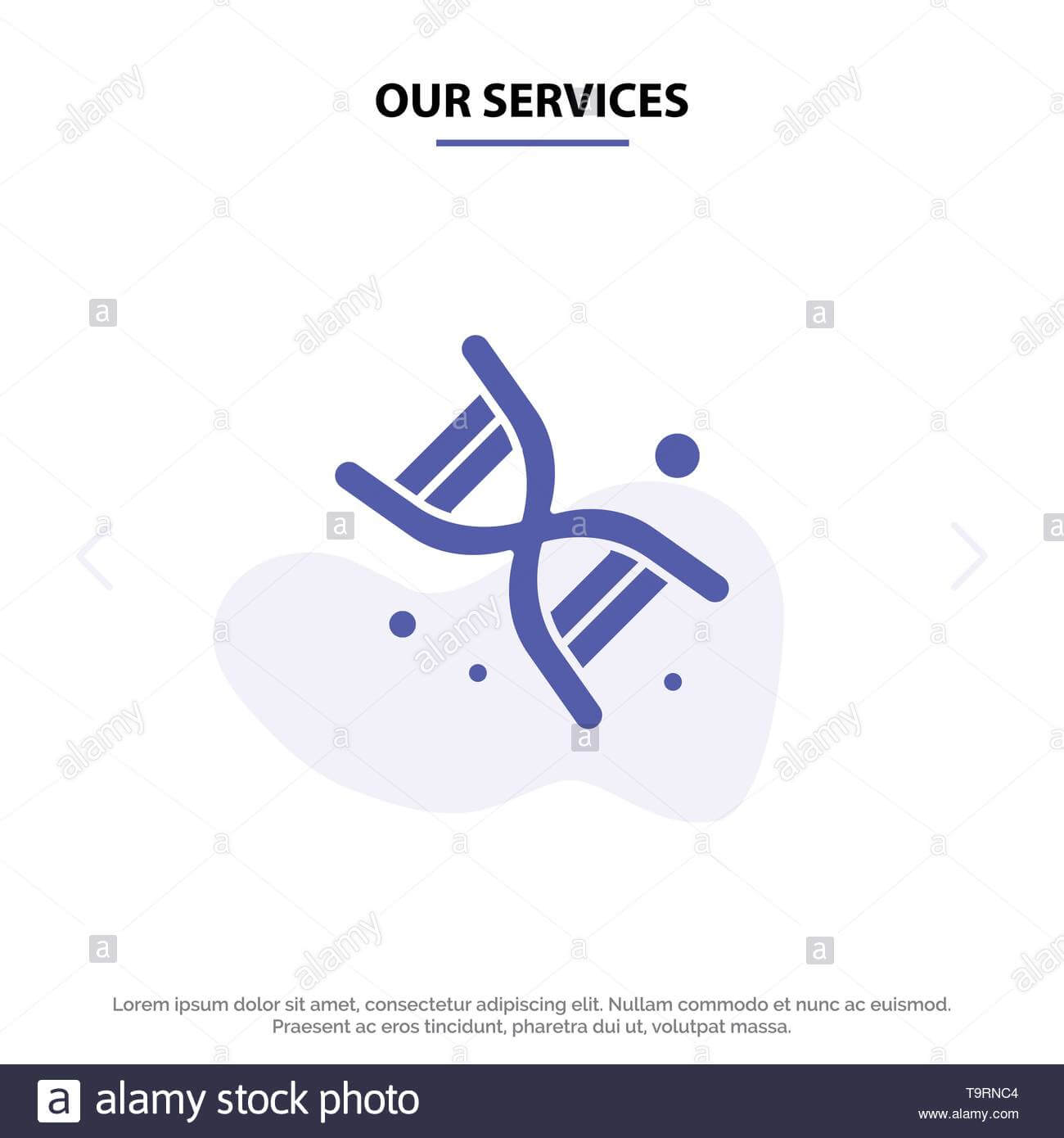Our Services Bio, Dna, Genetics, Technology Solid Glyph Icon In Bio Card Template