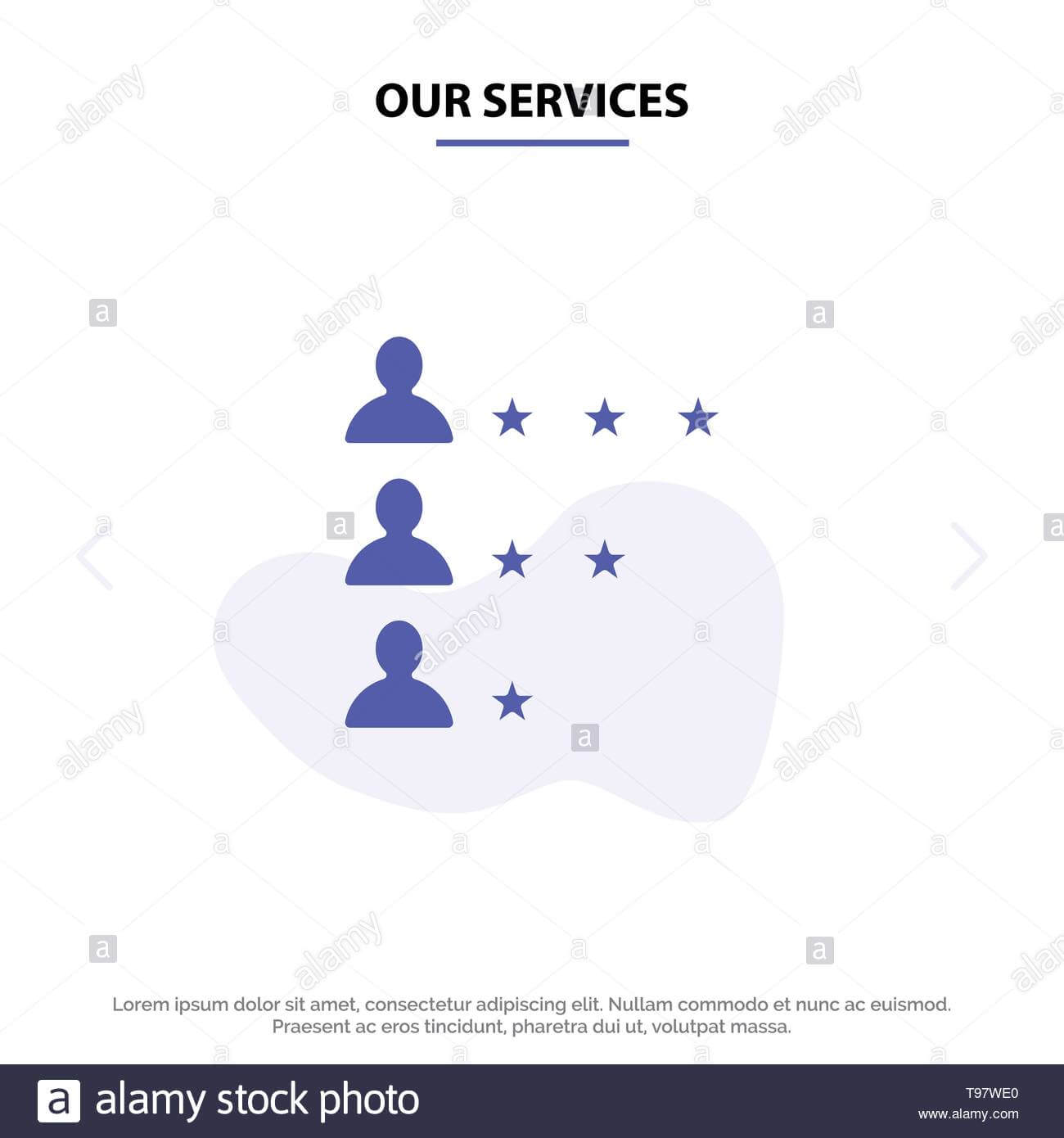 Our Services Business, Job, Find, Network Solid Glyph Icon With Service Job Card Template