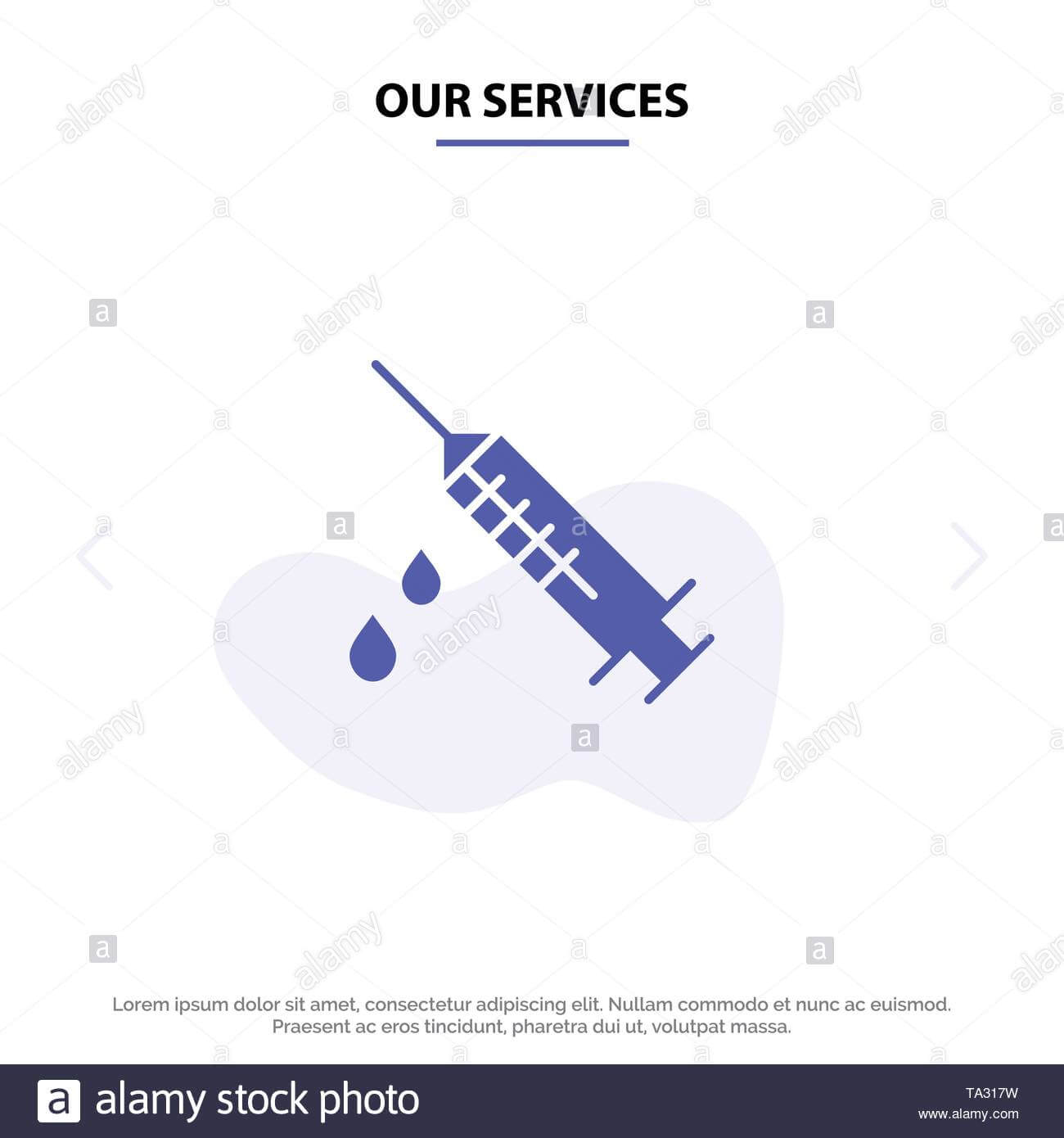 Our Services Dope, Injection, Medical, Drug Solid Glyph Icon Inside Dope Card Template