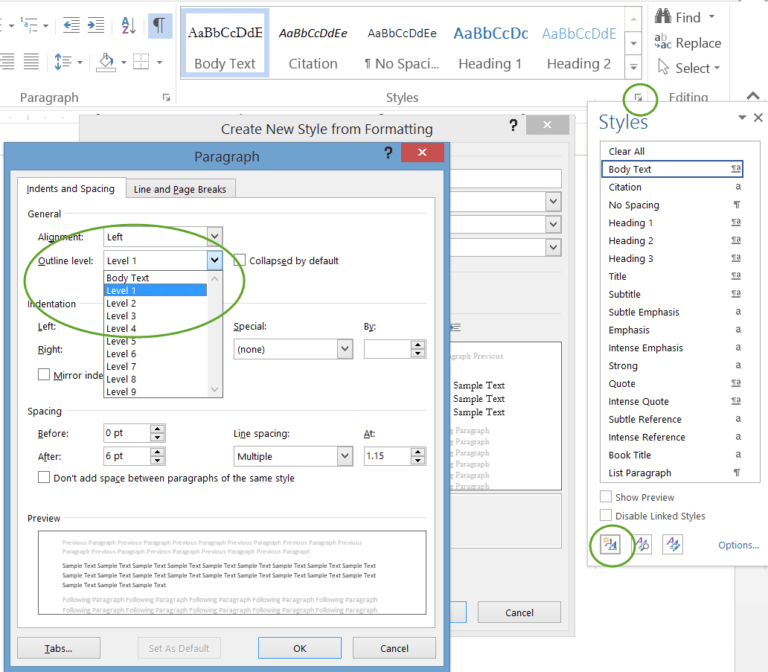 outlining-intended-for-change-the-normal-template-in-word-2010
