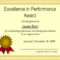 Outstanding Excellence In Performance Awards Certificate within Best Performance Certificate Template