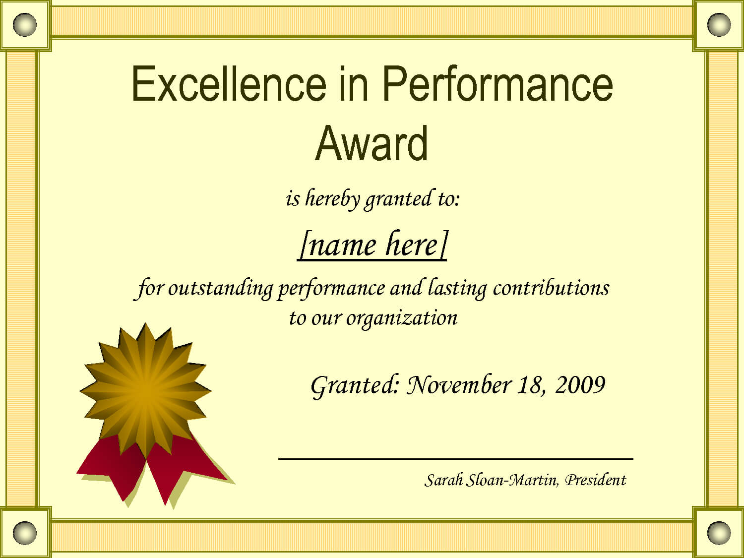 Excellence Award Examples