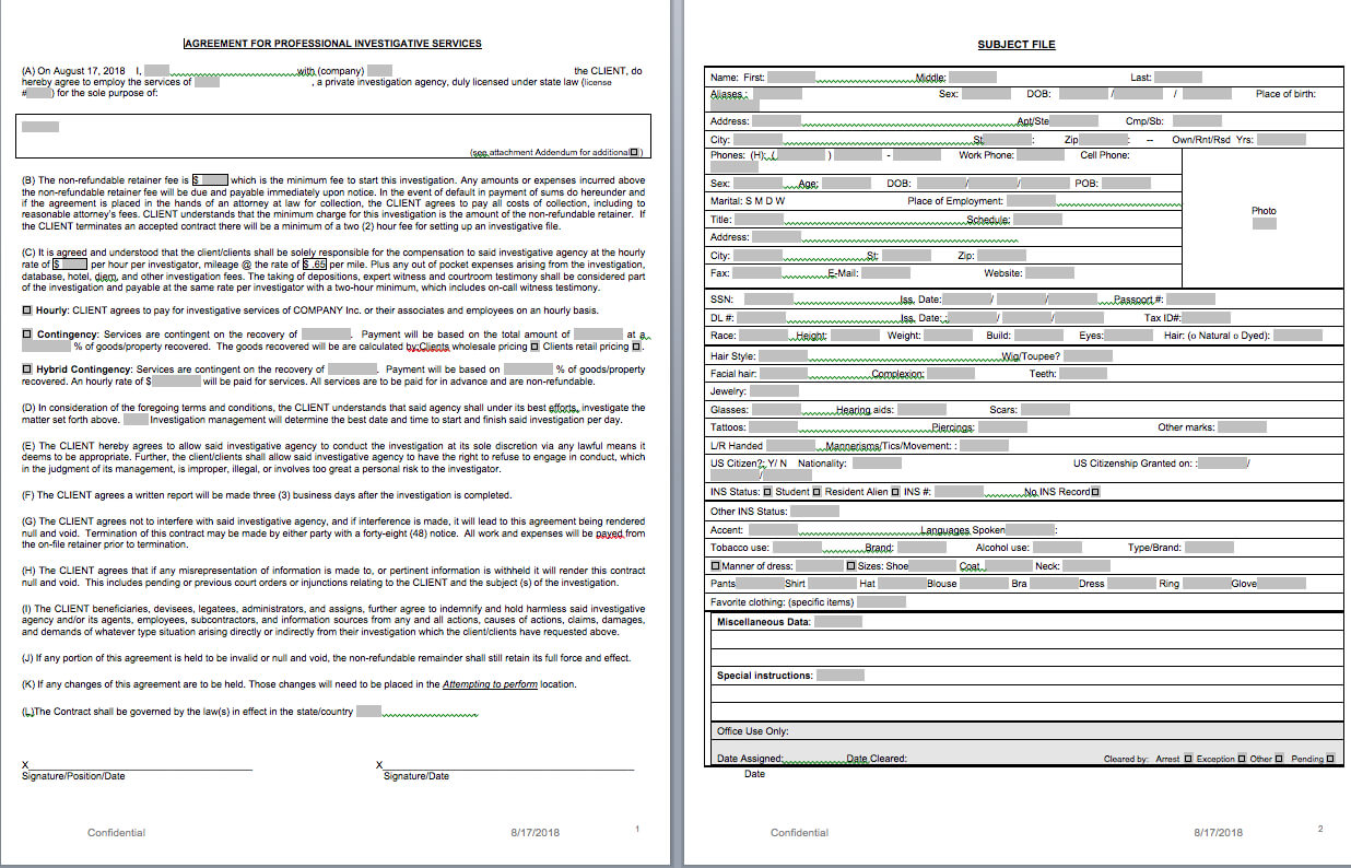 P.i. Forms – Pitraininghq Within Private Investigator Surveillance Report Template
