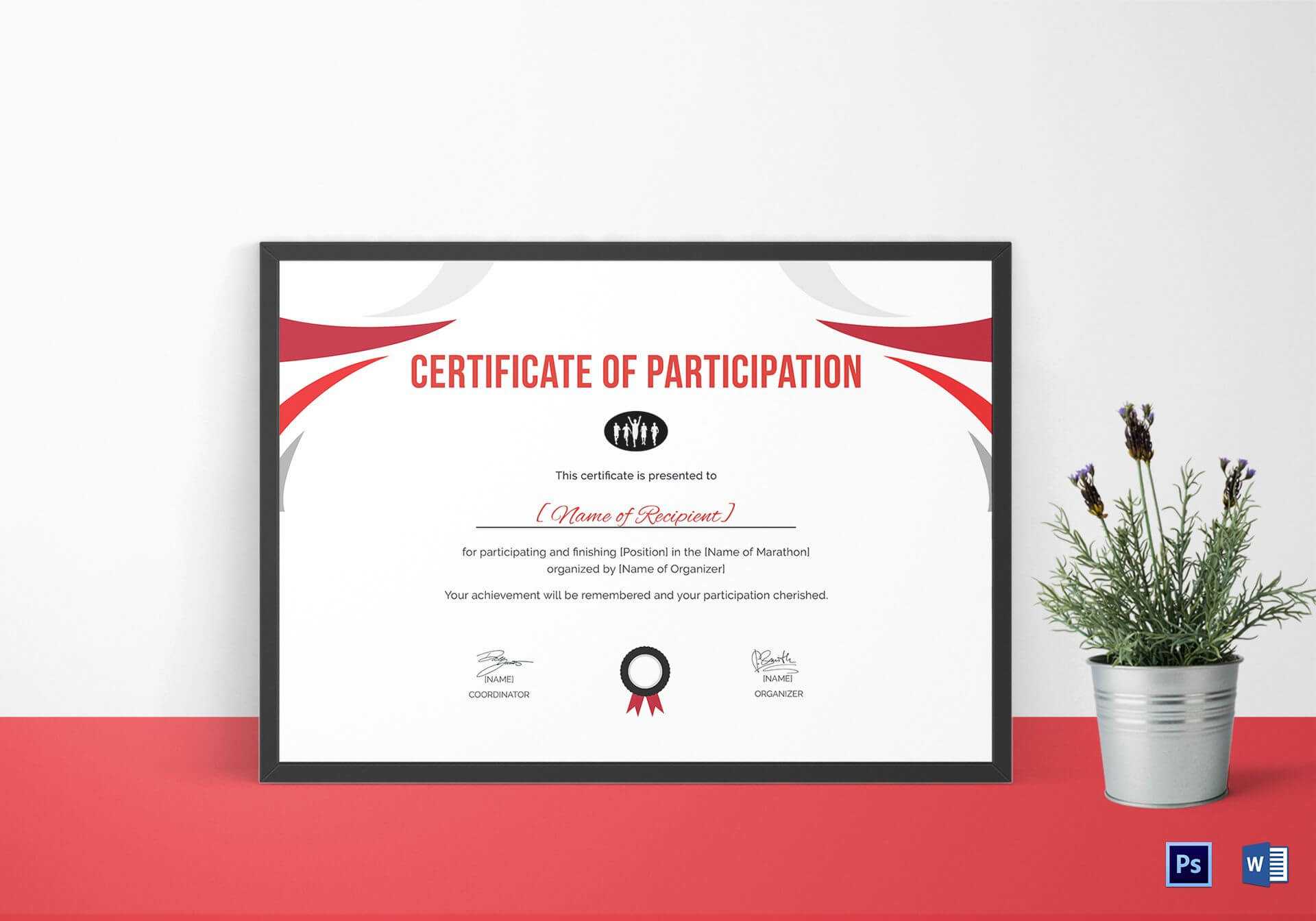 Participation Certificate For Running Template Within Running Certificates Templates Free