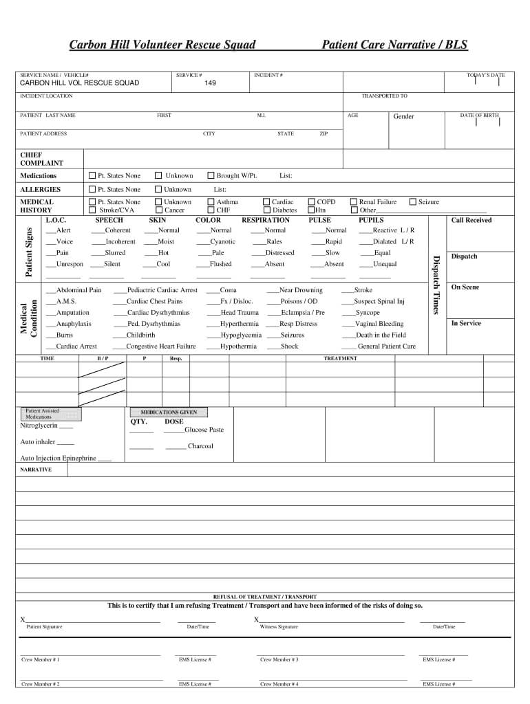 Patient Care Report Template Doc - Fill Online, Printable Regarding Patient Care Report Template