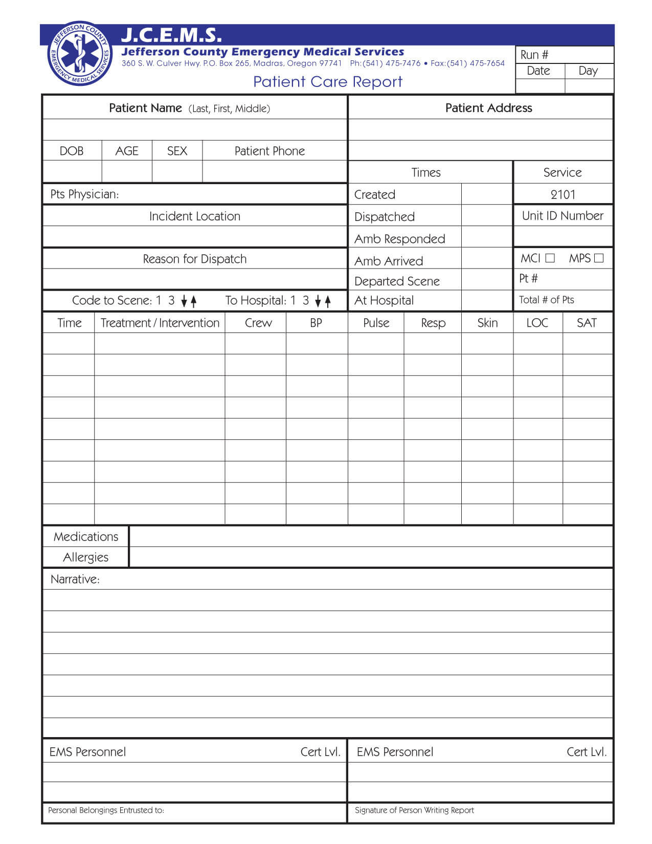 Patient Care Report Template Word Emt Example Ems Narrative With Patient Care Report Template