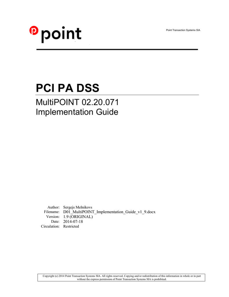 Pci Pa Dss – Verifone Baltic | Manualzz With Pci Dss Gap Analysis Report Template