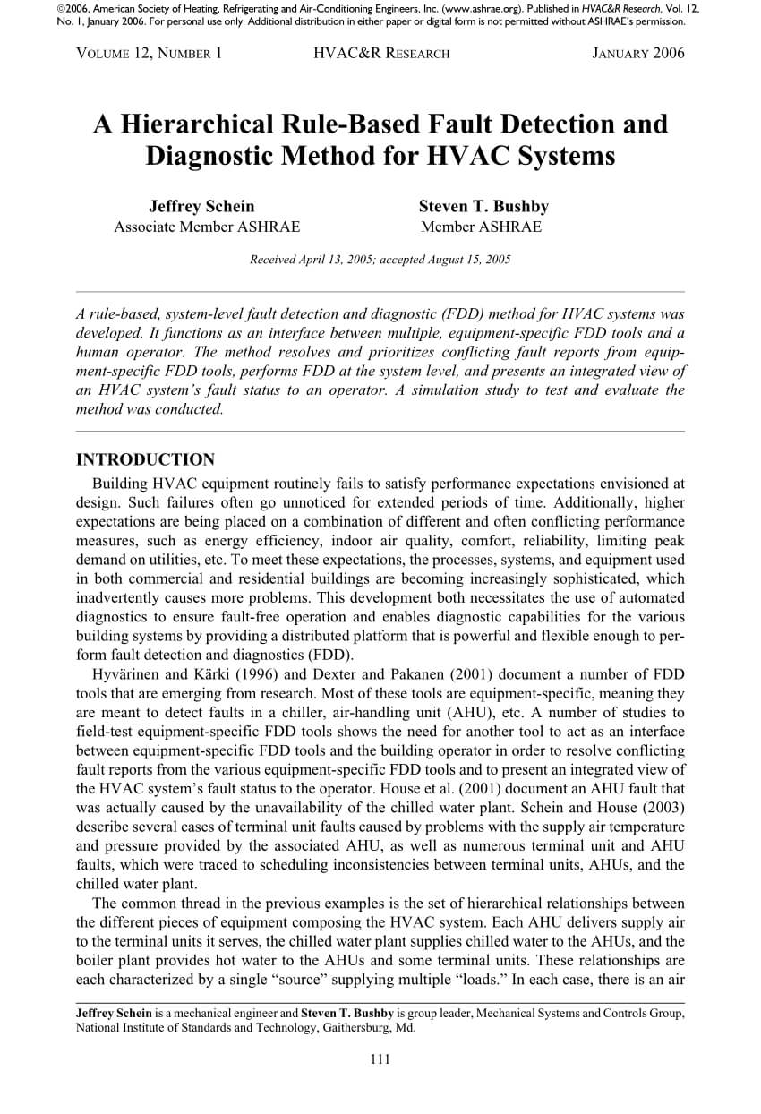Pdf) A Hierarchical Rule Based Fault Detection And For Equipment Fault Report Template