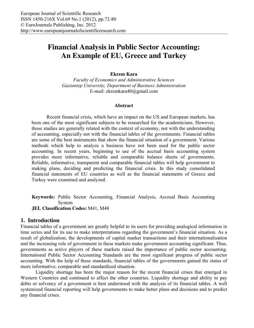 Pdf) Financial Analysis In Public Sector Accounting: An For Credit Analysis Report Template