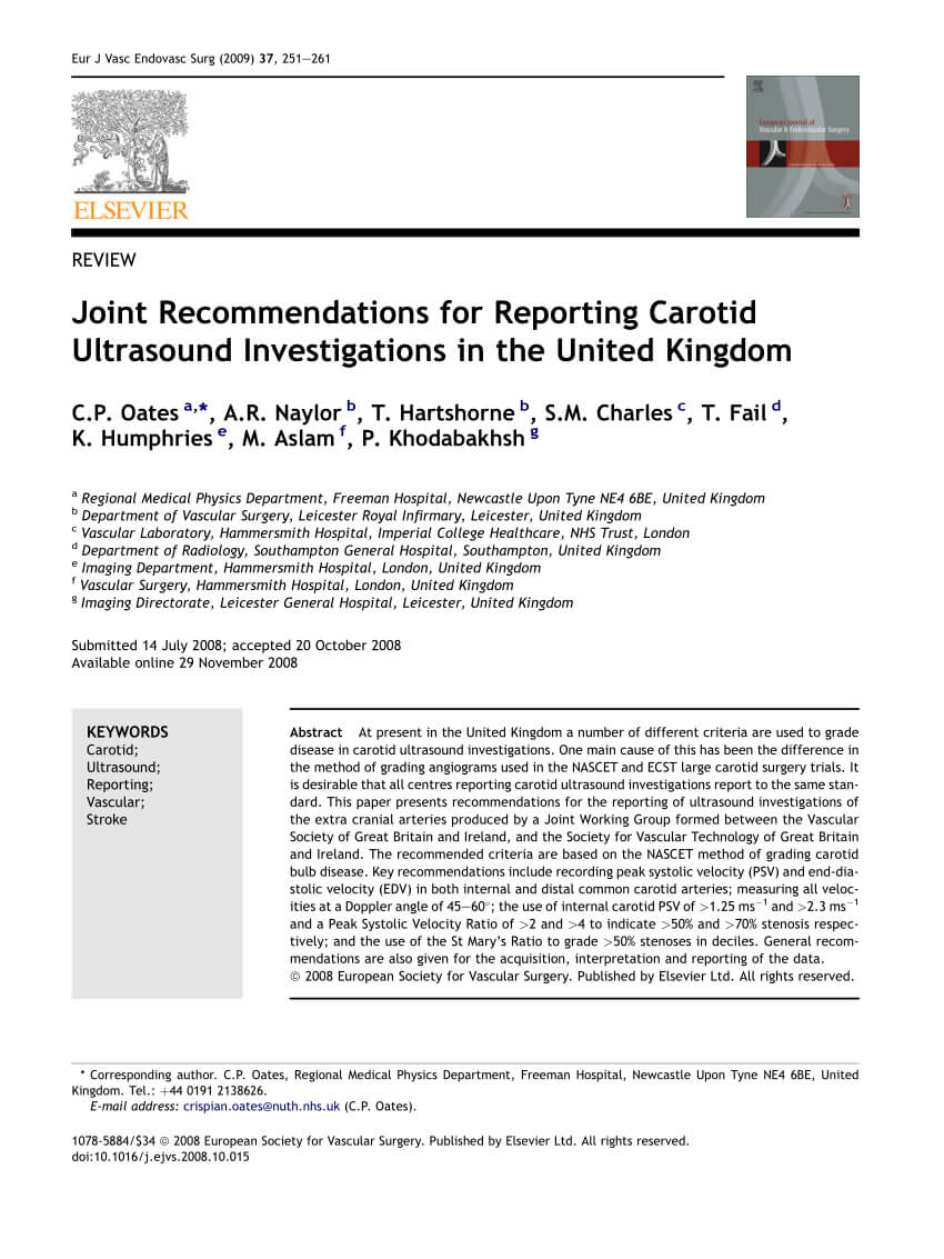 Pdf) Joint Recommendations For Reporting Carotid Ultrasound Regarding Carotid Ultrasound Report Template