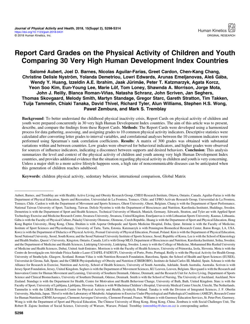 Pdf) Report Card Grades On The Physical Activity Of Children Inside Boyfriend Report Card Template