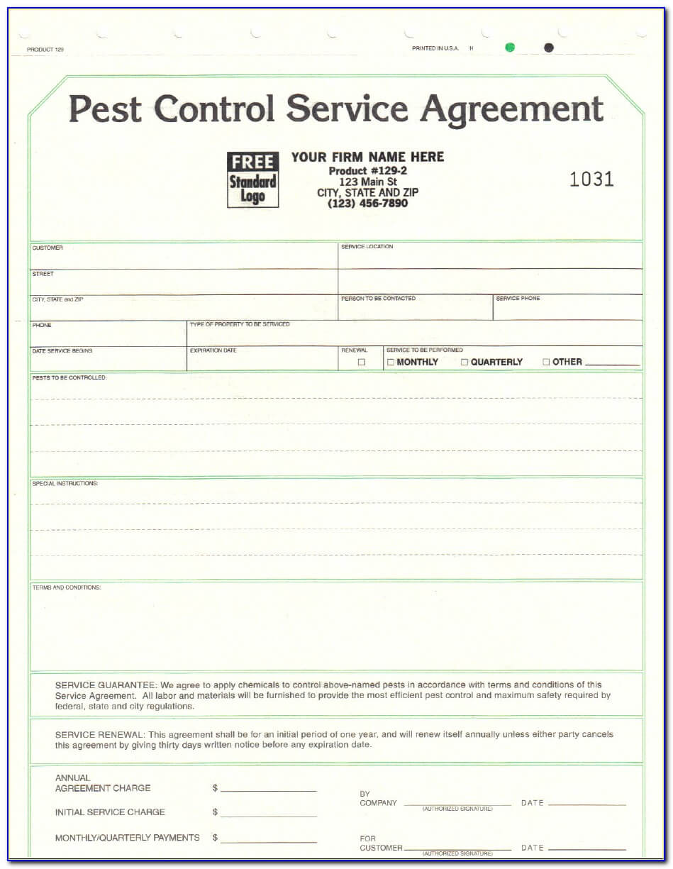 Pest Control Service Agreement Contract – Form : Resume Intended For Pest Control Report Template