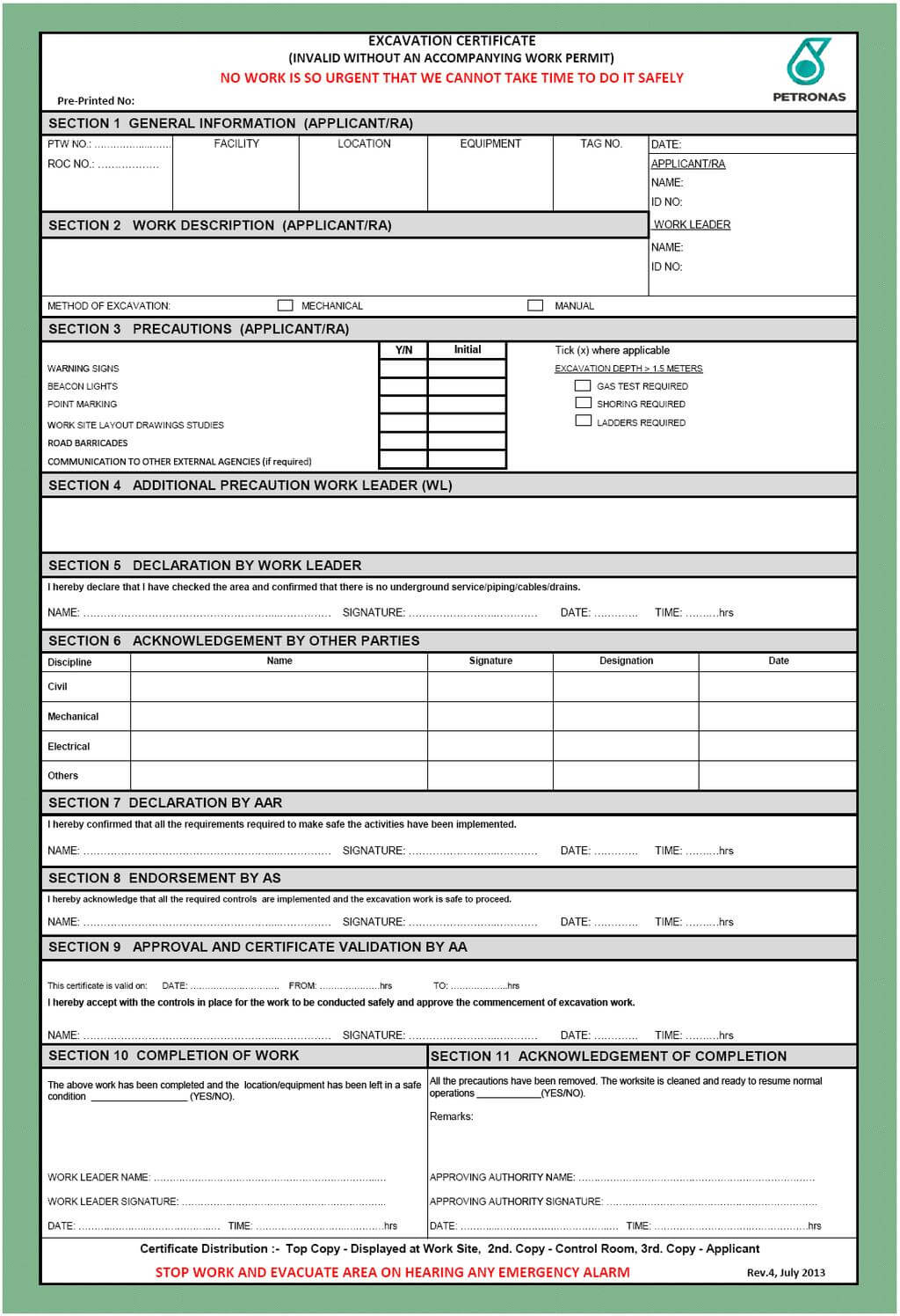 Petronas Carigali Permit To Work Procedure Petronas Carigali With Electrical Isolation Certificate Template