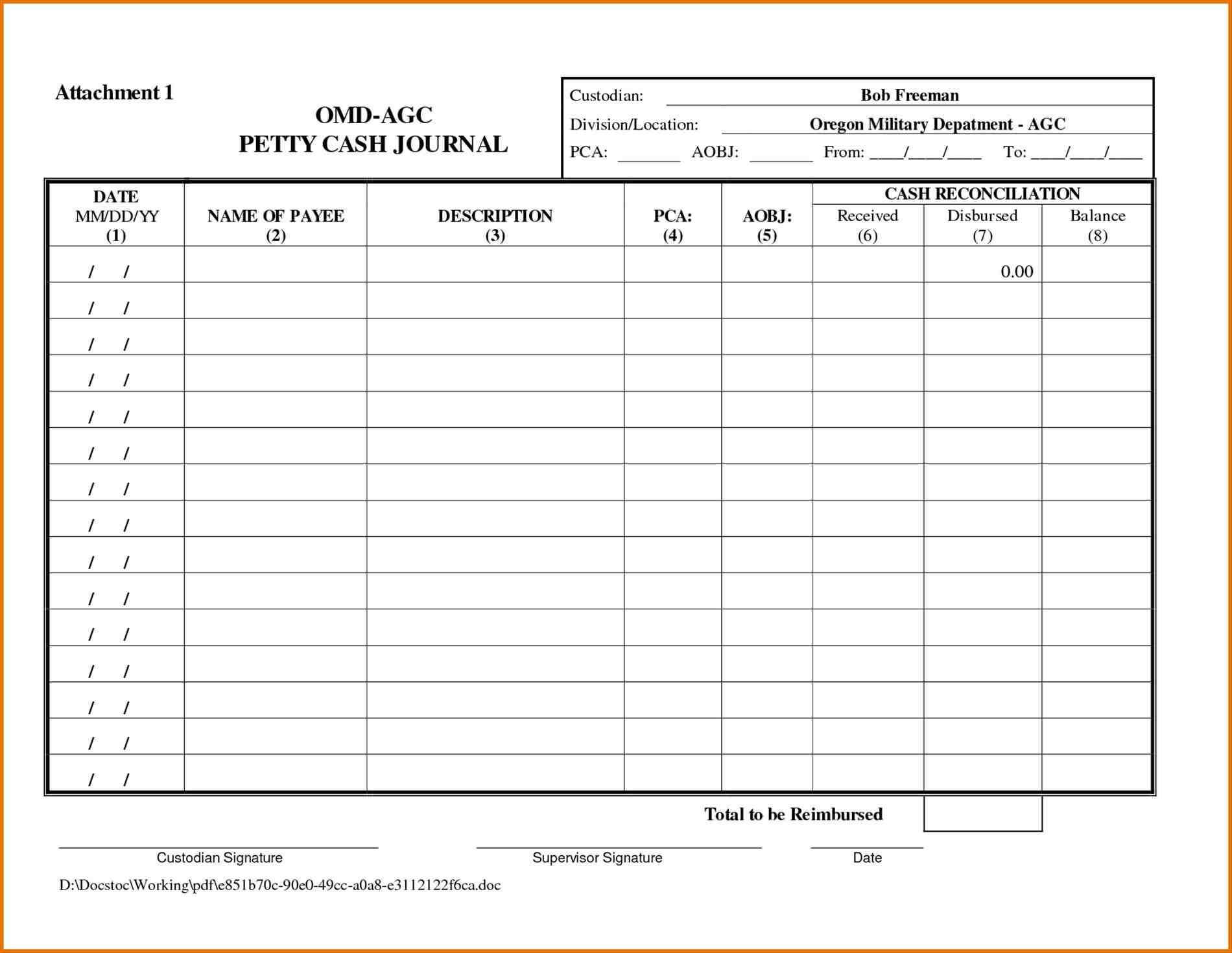 Petty Cash Reconciliation Sheet – Sample Templates – Sample With Regard To Petty Cash Expense Report Template