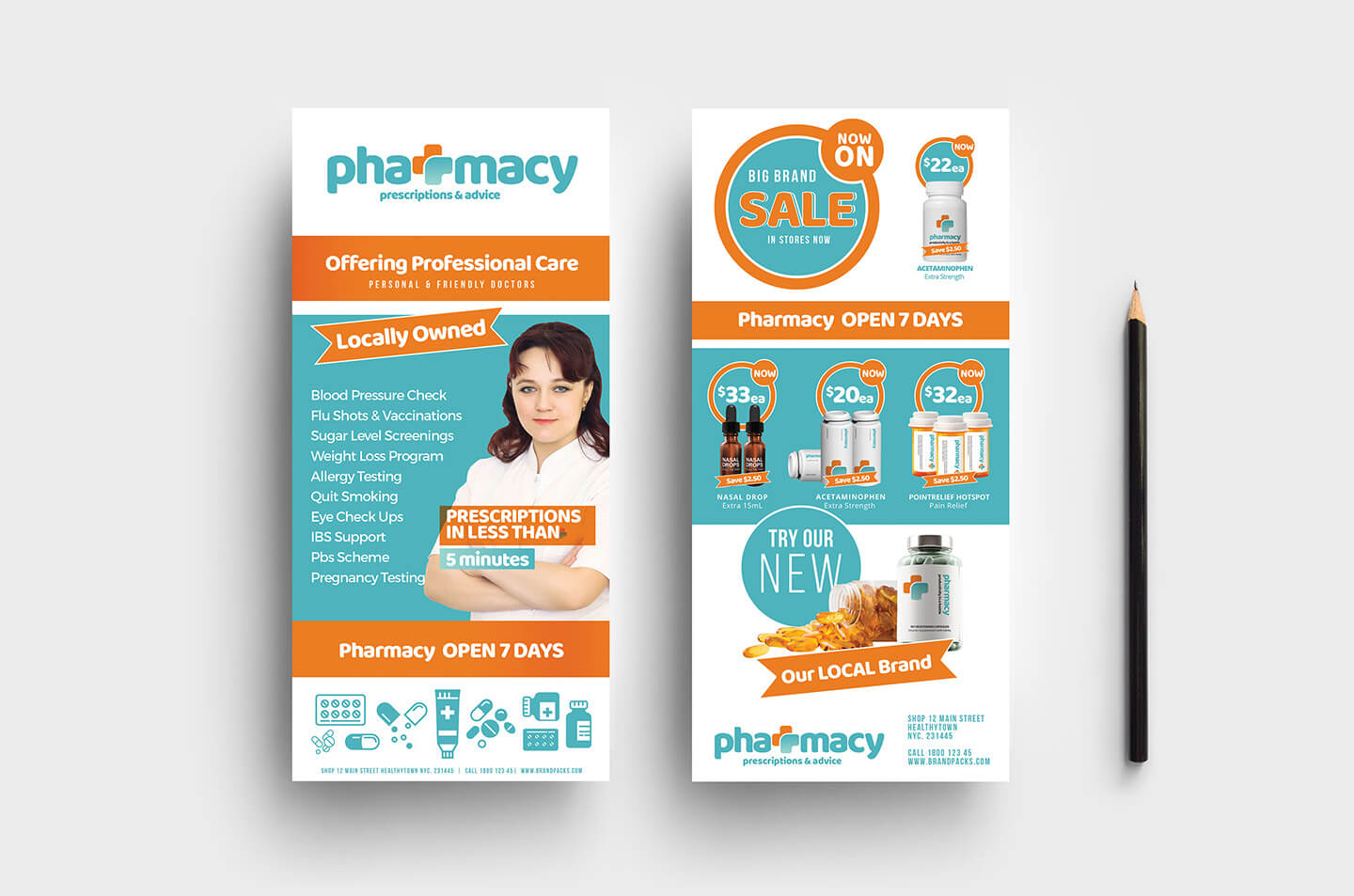 Pharmacy Dl / Rack Card Template – Psd, Ai & Vector With Regard To Pharmacy Brochure Template Free