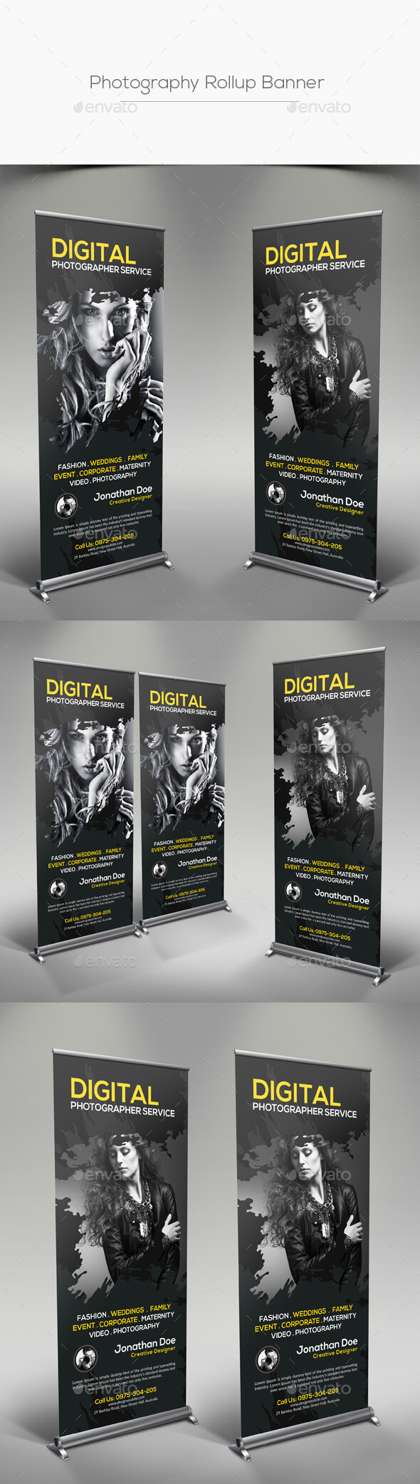 Photography Roll Up Banner Graphics, Designs & Templates Within Photography Banner Template