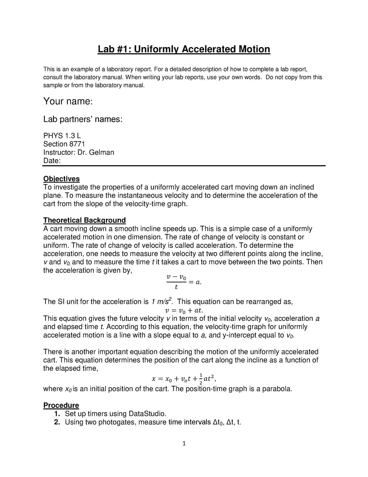 Physics Lab Report Example Pdf Sample High School Inside Lab Report Conclusion Template