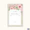 Pink Floral Wedding Advice Card Template Pertaining To Marriage Advice Cards Templates