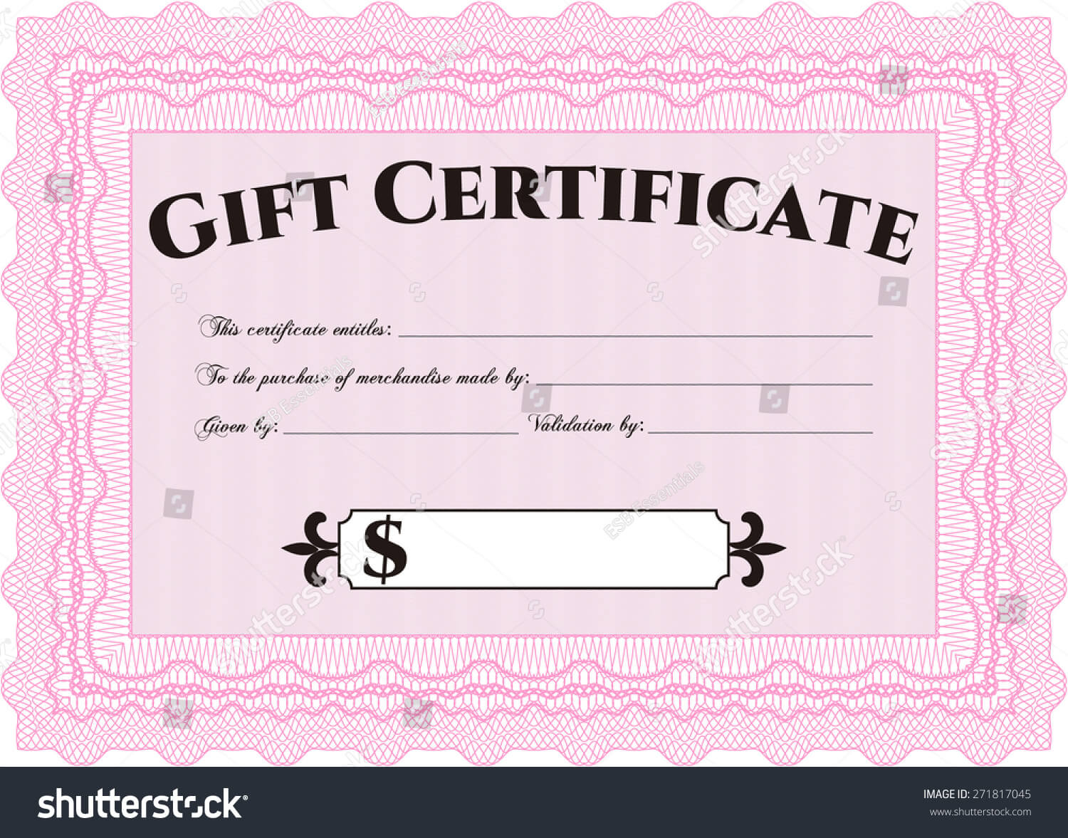 Pink Gift Certificate Template Stock Vector (Royalty Free With Regard To Pink Gift Certificate Template