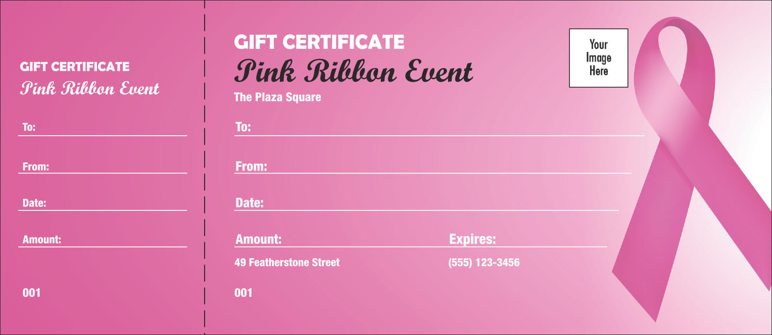Pink Ribbon Gift Certificate Regarding Pink Gift Certificate Template